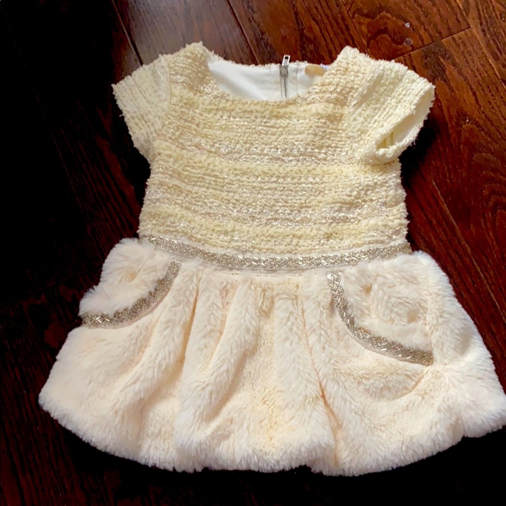 Cream faux fur dress